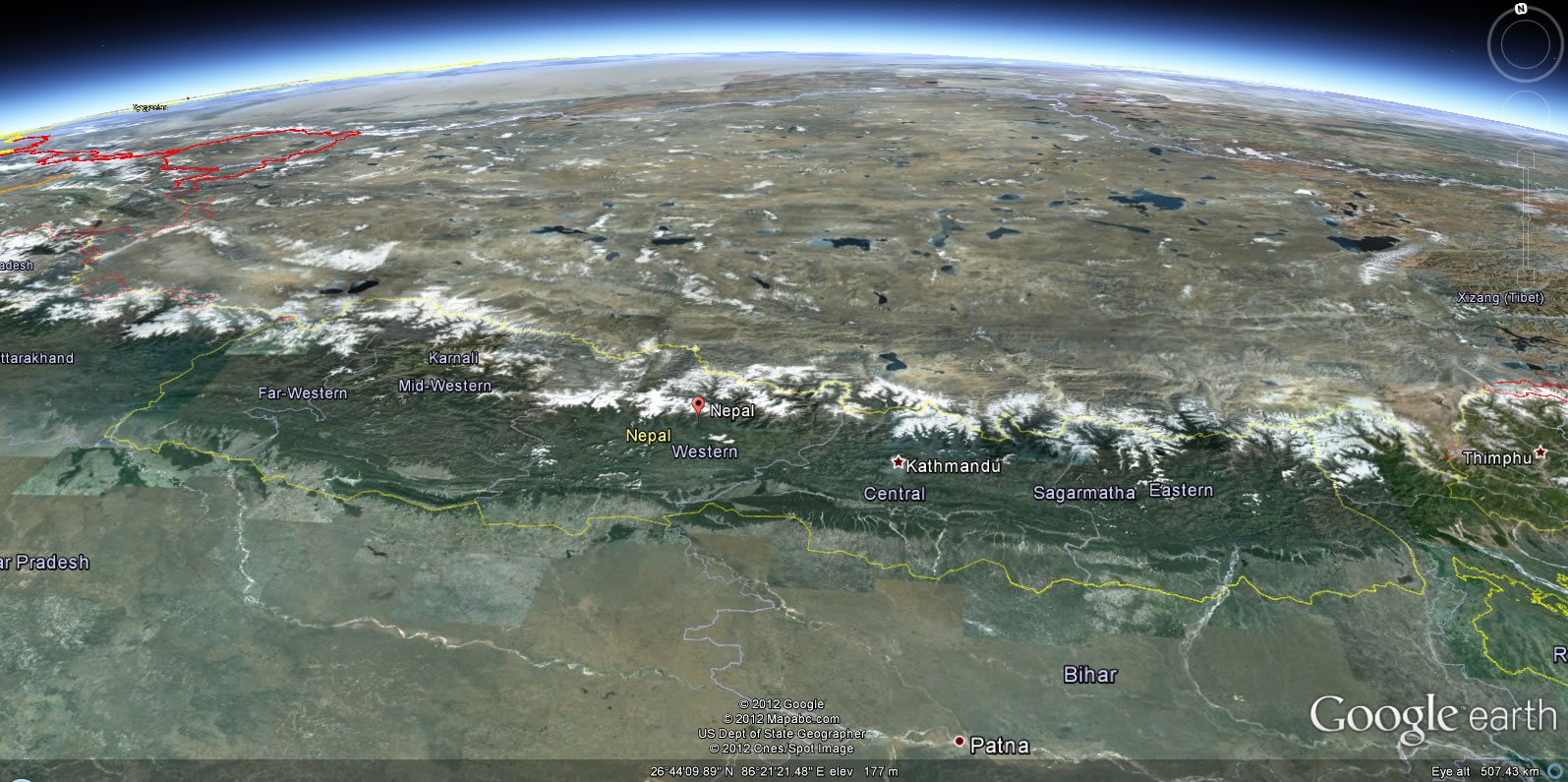 Nepal terre carte